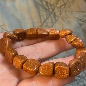 Sparkling Natural Sand stone Goldstone Bracelet